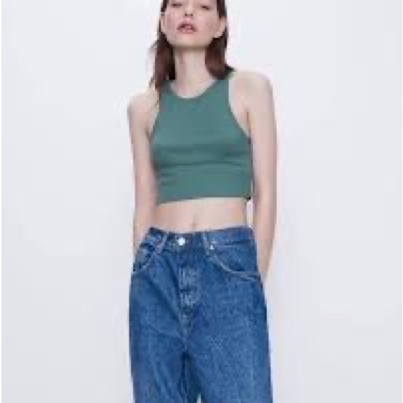 Zara Green Cropped Tank - Picture 5 of 7